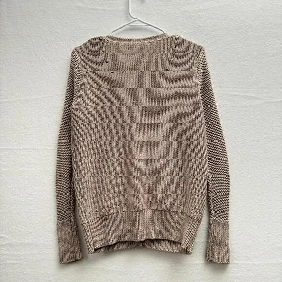 Alexander Wang Women's XS Beige Tan Cotton Heavy Knit Button Cardigan Sweater